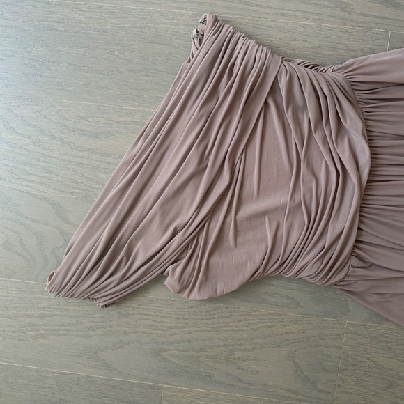 Ronny Kobo Killian Gown Dress Beige Ruched One Shoulder Maxi Dress - Small - Picture 6 of 15